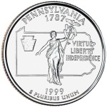 STATI UNITI - 1999 - 25 c. 50 Stati: Pennsylvania - Zecca D FDC