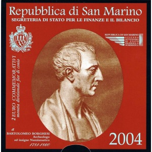 SAN MARINO - 2004 - 2 € Bartolomeo Borghesi - FDC in folder