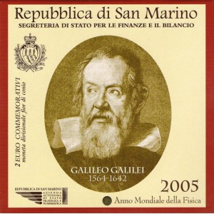 SAN MARINO - 2005 - 2 € Anno mondiale della fisica, Galileo Galilei - FDC in folder