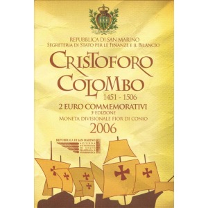 SAN MARINO - 2006 - 2 € 500° della morte di Cristoforo Colombo - FDC in folder