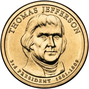 STATI UNITI - 2007 - 1 $ Presidenti: Thomas Jefferson - Zecca D FDC
