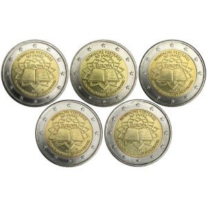GERMANIA - 2007 - 2 € 50° del Trattato di Roma - 5 Zecche - FDC da rotolini