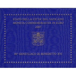 VATICANO - 2007 - 2 € 80° compleanno di Papa Benedetto XVI - FDC in folder