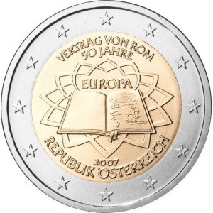 AUSTRIA - 2007 - 2 € 50° del Trattato di Roma - FDC da rotolino