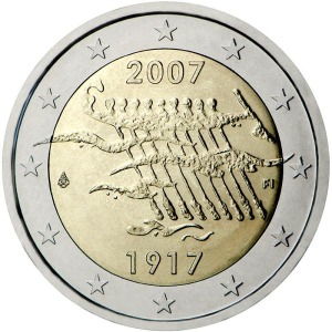FINLANDIA - 2007 - 2 € 90° dell'indipendenza - Rotolino