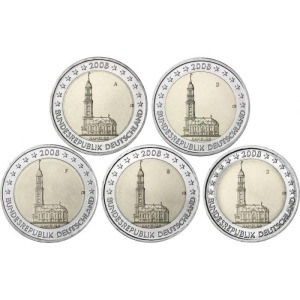 GERMANIA - 2008 - 2 € Amburgo - 5 Zecche - FDC da rotolini