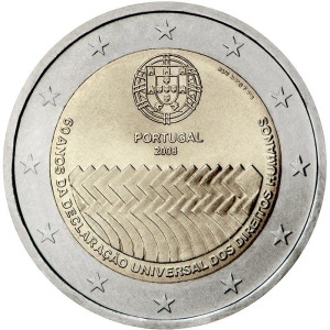 PORTOGALLO - 2008 - 2 € 60° della Dichiarazione dei Diritti dell'Uomo - Sacchetto