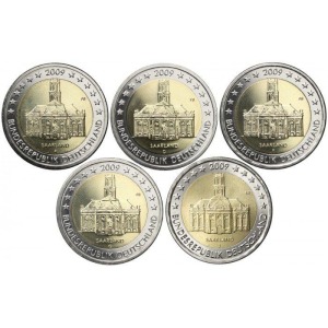 GERMANIA - 2009 - 2 € Saarland - 5 Zecche - FDC da rotolini