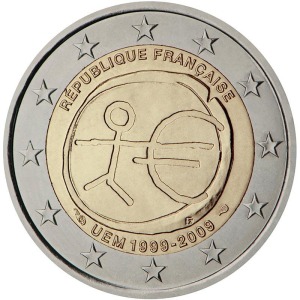 FRANCIA - 2009 - 2 € 10° dell'Unione Economica Monetaria - Rotolino