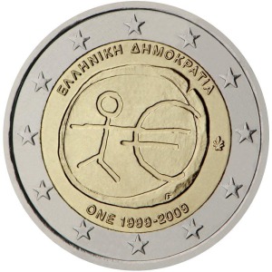 GRECIA - 2009 - 2 € 10° dell'Unione Economica Monetaria - Rotolino