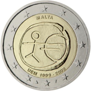 MALTA - 2009 - 2 € 10° dell'Unione Economica Monetaria - Rotolino
