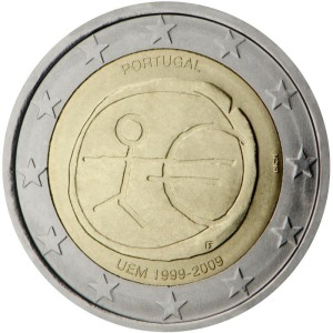 PORTOGALLO - 2009 - 2 € 10° dell'Unione Economica Monetaria - Sacchetto