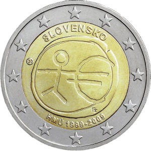 SLOVACCHIA - 2009 - 2 € 10° dell'Unione Economica Monetaria - Rotolino