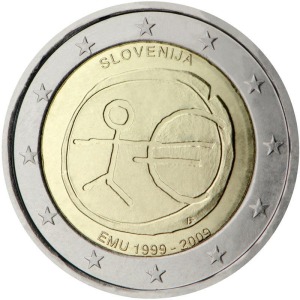 SLOVENIA - 2009 - 2 € 10° dell'Unione Economica Monetaria - Rotolino