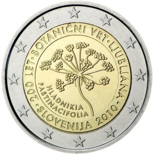 SLOVENIA - 2010 - 2 € 200° dell'Orto Botanico di Lubiana - Rotolino