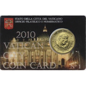 VATICANO - 2010 - Coin card N° 1: Città del Vaticano con 50 c. - 1 moneta FDC