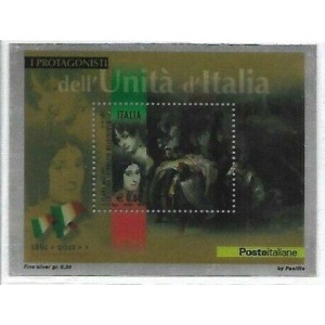ITALIA - 2011 - 150° dell'Unità d'Italia: Clara Maffei e Cristina Trivulzio di Belgioioso - 1 BF su lamina d'argento