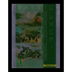 2011 150° dell Unità d Italia Fatti d arme banda verde a destra 1 BF su lamina d argento Italia 1