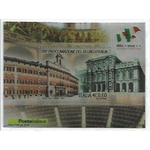 ITALIA - 2011 - 150° della proclamazione del Regno d'Italia - 1 BF su lamina d'argento