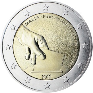 MALTA - 2011 - VARIETÀ 2 € Prime elezioni del 1849 con simbolo Zecca olandese - BU da serie divisionale