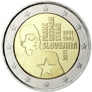 SLOVENIA - 2011 - 2 € 100° della nascita di Franc Rozman - Rotolino