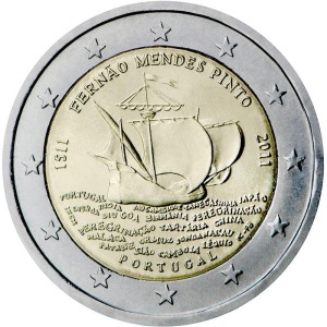 PORTOGALLO - 2011 - 2 € 500° della nascita di Fernao Mendes Pinto - Rotolino