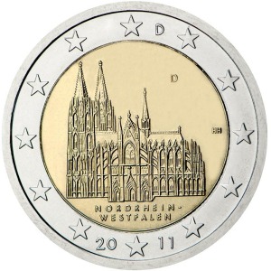 GERMANIA - 2011 - 2 € Renania Settentrionale - Vestfalia - Zecca J - Rotolino