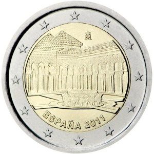 SPAGNA - 2011 - 2 € UNESCO: Palazzo dell'Alhambra a Granada - Rotolino