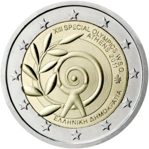 GRECIA - 2011 - 2 € XIII Special Olympics World Summer Games Atene 2011 - FDC da rotolino
