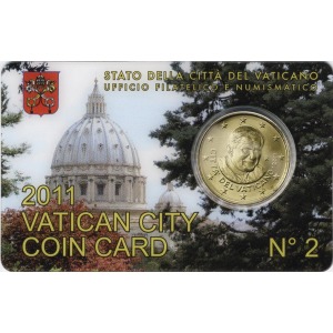 VATICANO - 2011 - Coin card N° 2: Città del Vaticano con 50 c. - 1 moneta FDC