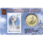 VATICANO - 2011 - Stamp&Coin Card N° 1: Beatificazione di Papa Giovanni Paolo II con 50 c. - 1 moneta FDC