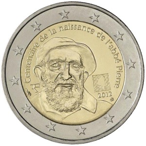 FRANCIA - 2012 - 2 € 100° della nascita di Abbè Pierre - Rotolino
