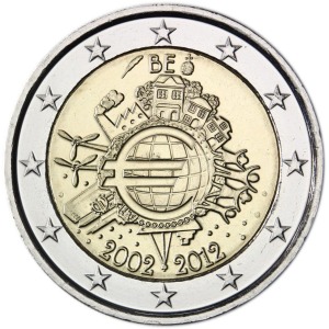 BELGIO - 2012 - 2 € 10° delle monete e banconote in Euro - Rotolino