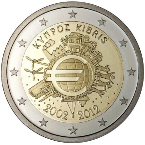 CIPRO - 2012 - 2 € 10° delle monete e banconote in Euro - Rotolino