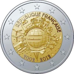 FRANCIA - 2012 - 2 € 10° delle monete e banconote in Euro - Rotolino