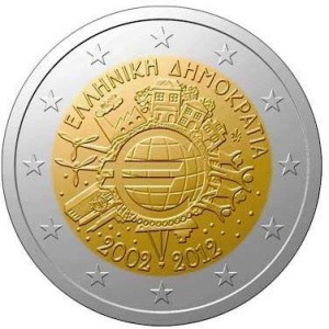 GRECIA - 2012 - 2 € 10° delle monete e banconote in Euro - Rotolino