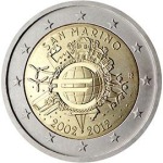 SAN MARINO - 2012 - 2 € 10° delle monete e banconote in Euro - FDC in folder