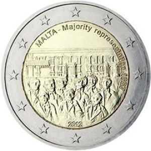 MALTA - 2012 - VARIETÀ 2 € Maggioranza Rappresentativa nel 1887 con simbolo Zecca olandese - BU da serie divisionale