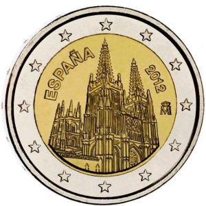 SPAGNA - 2012 - 2 € UNESCO: Cattedrale di Burgos - Rotolino