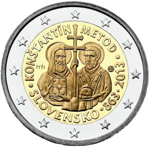SLOVACCHIA - 2013 - 2 € 1150° della missione di Costantino e Metodio - Rotolino
