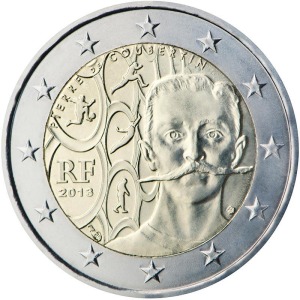 FRANCIA - 2013 - 2 € 150° della nascita di Pierre de Coubertin - Rotolino