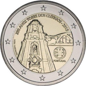 PORTOGALLO - 2013 - 2 € 250° della Torre dos Clérigos, Oporto - Rotolino