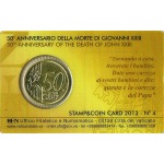 VATICANO - 2013 - Stamp&Coin Card N° 4: 50° della morte di Papa Giovanni XXIII con 50 c. - 1 moneta FDC