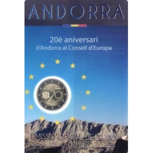 ANDORRA - 2014 - 2 € 20° nel Consiglio d'Europa - FDC in blister