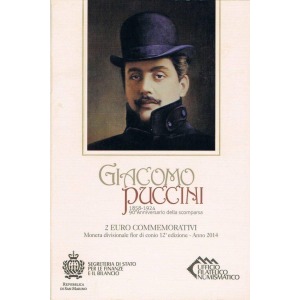 SAN MARINO - 2014 - 2 € 90° della morte di Giacomo Puccini - FDC in folder