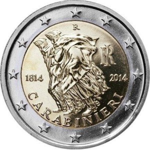 ITALIA - 2014 - 2 € 200° dell'Arma dei Carabinieri - FDC in folder