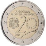 ANDORRA - 2014 - 2 € 20° nel Consiglio d'Europa - PROOF in coin card