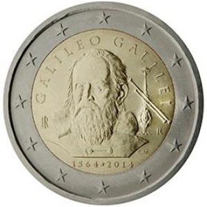 ITALIA - 2014 - 2 € 450° della nascita di Galileo Galilei - FDC da rotolino