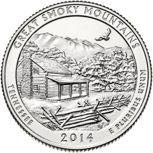 STATI UNITI - 2014 - 25 c. Parchi: Great Smoky Mountains Mountains (Tennessee) - Zecca S FDC