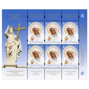 2014 Canonizzazione di Papa Giovanni Paolo II 1 MF da 6 v. con illustrazione E.C. di Vaticano con Polonia Vaticano 1
